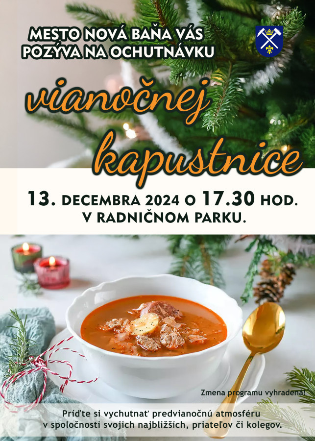 OchutnÃ¡vku vianoÄnej kapustnice v radniÄnom parku 13.12.2024